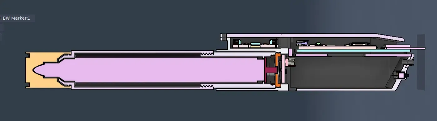 Side-view cross-section view of the Prototype Casing (empty compartment for the battery)