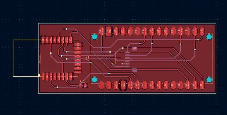 PCB Layout of the ESP32 Nano + BU03 UWB module (main module of the marker prototype)