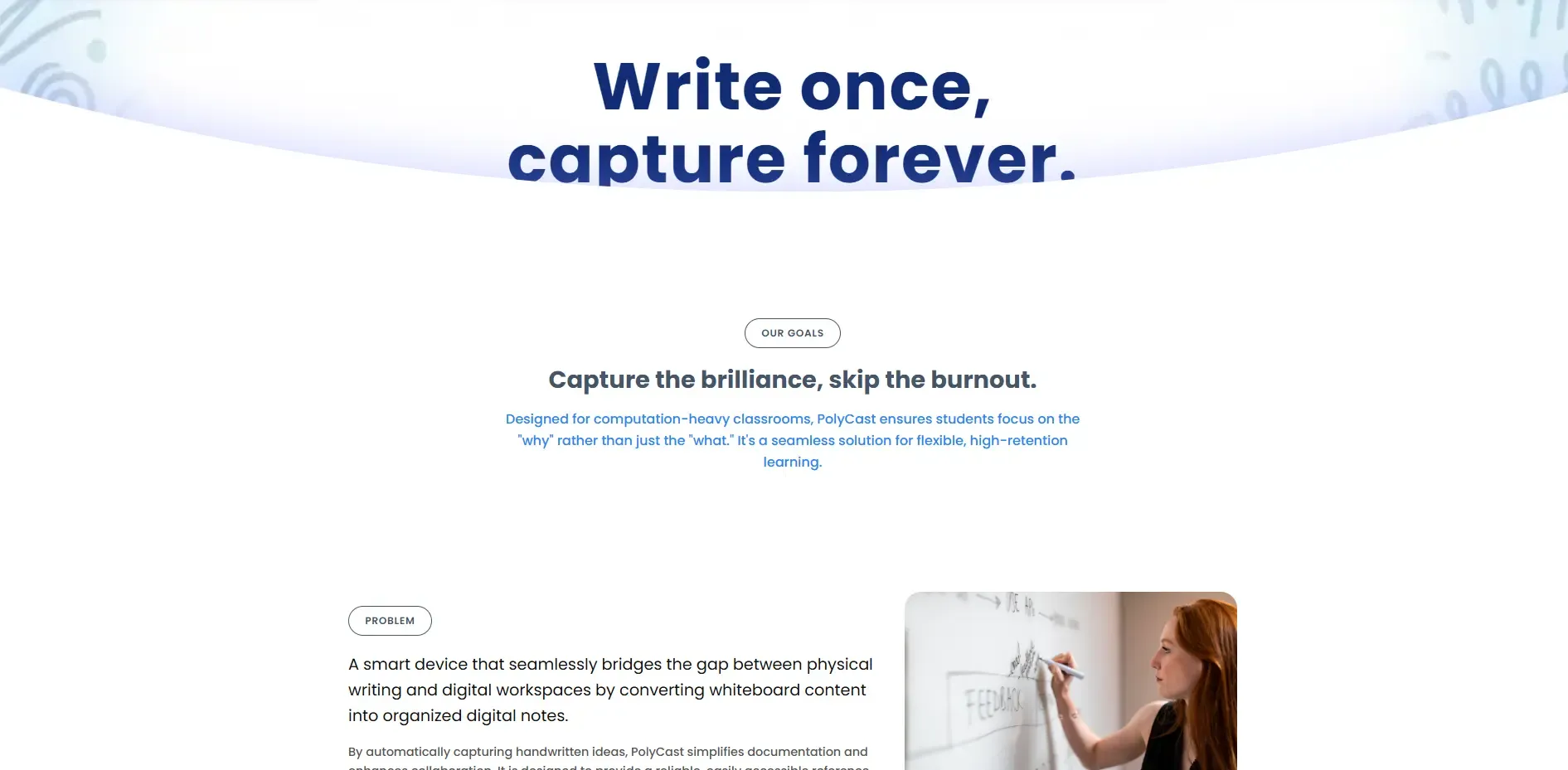 Landing page of the PolyCast Web System: Overview and Scroll Transition Design.