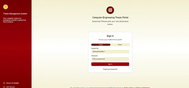 Snapshot of 2-tier role login page